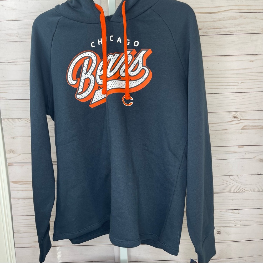 Women's Size Large Navy Blue Chicago Bears Logo Long Sleeve Hooded Sweatshirt